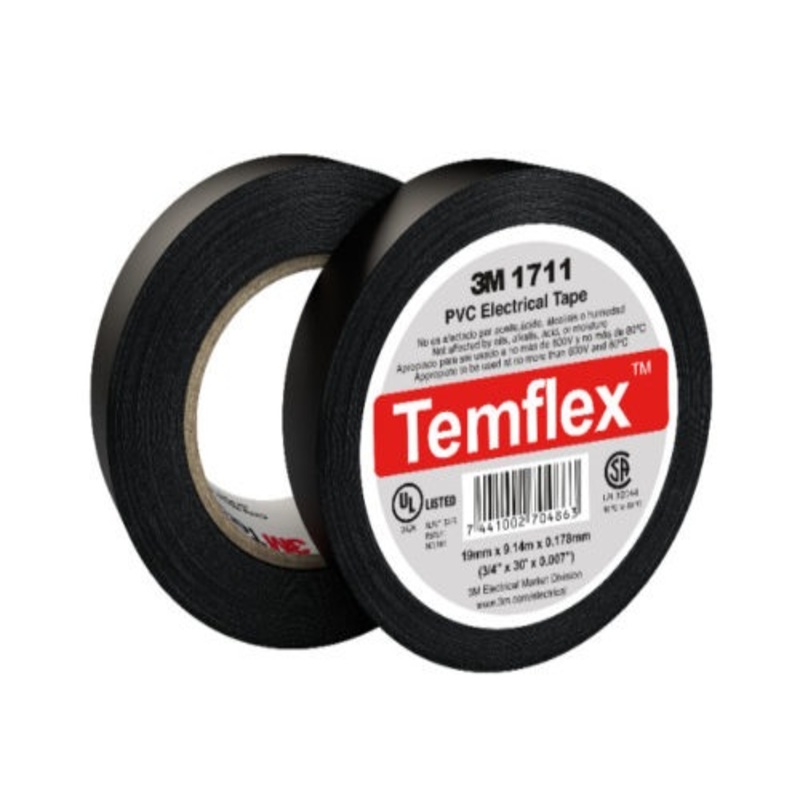 3M TAPE NEGRO TEMFLEX 1711 3M, 3/4"X60'